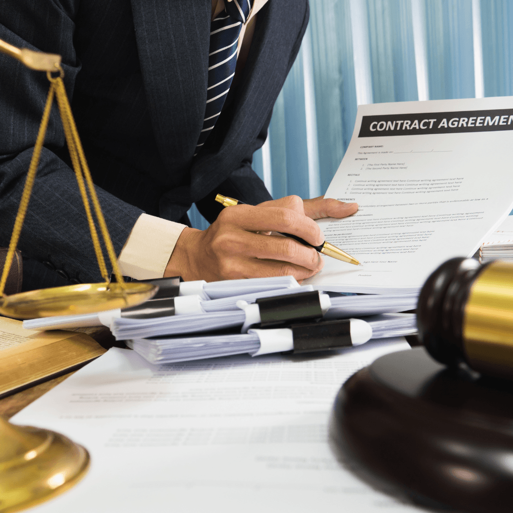 Lawyer with a paper contract