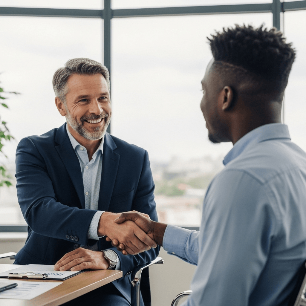 two men shaking hands