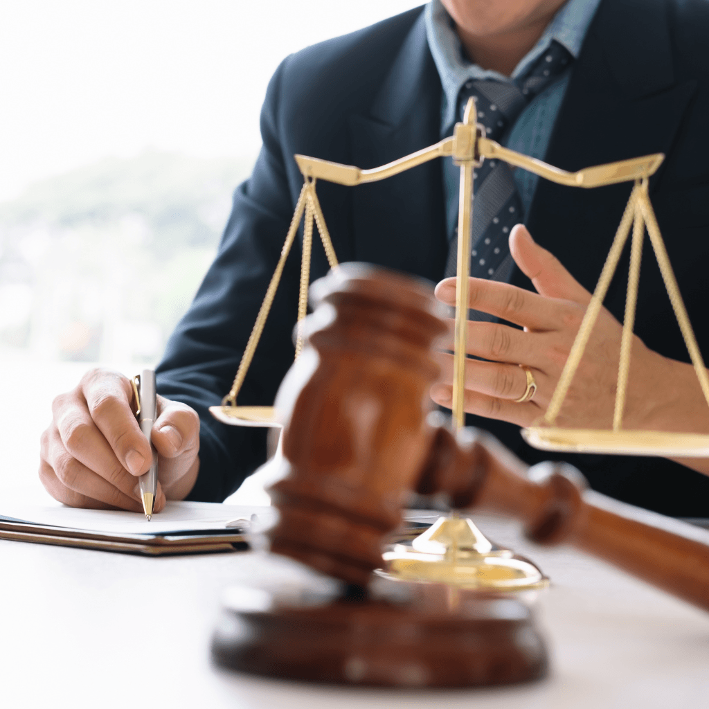 lawyer with gavel and scale